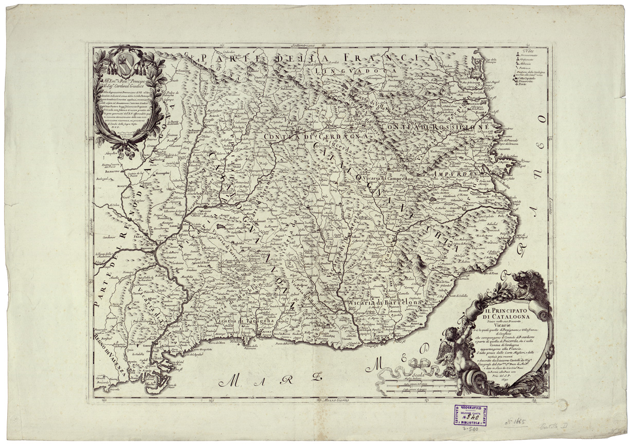(N:34702) IL PRINCIPATO DI CATALOGNA DIVISO NELLE SUE DIECISETTE VICARIE ETC... (B0020535) Carte e stampe antiche: riproduzione a colori su carta (formato A1)