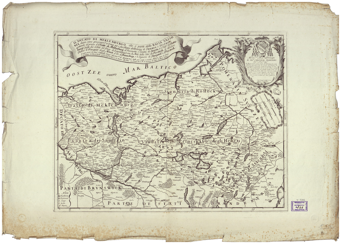 (N:34712) IL DUCATO DI MEKLENBURGO ETC... (B0020545) Carte e stampe antiche: riproduzione a colori su carta (formato A1)