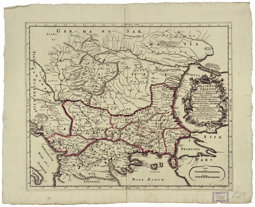 (N:34722) ILLYRICUM ORIENTIS IN QUO PARTES II MOESIA ET THRACIA ETC... (B0020555) Carte e stampe antiche: riproduzione a colori su carta (formato A1)