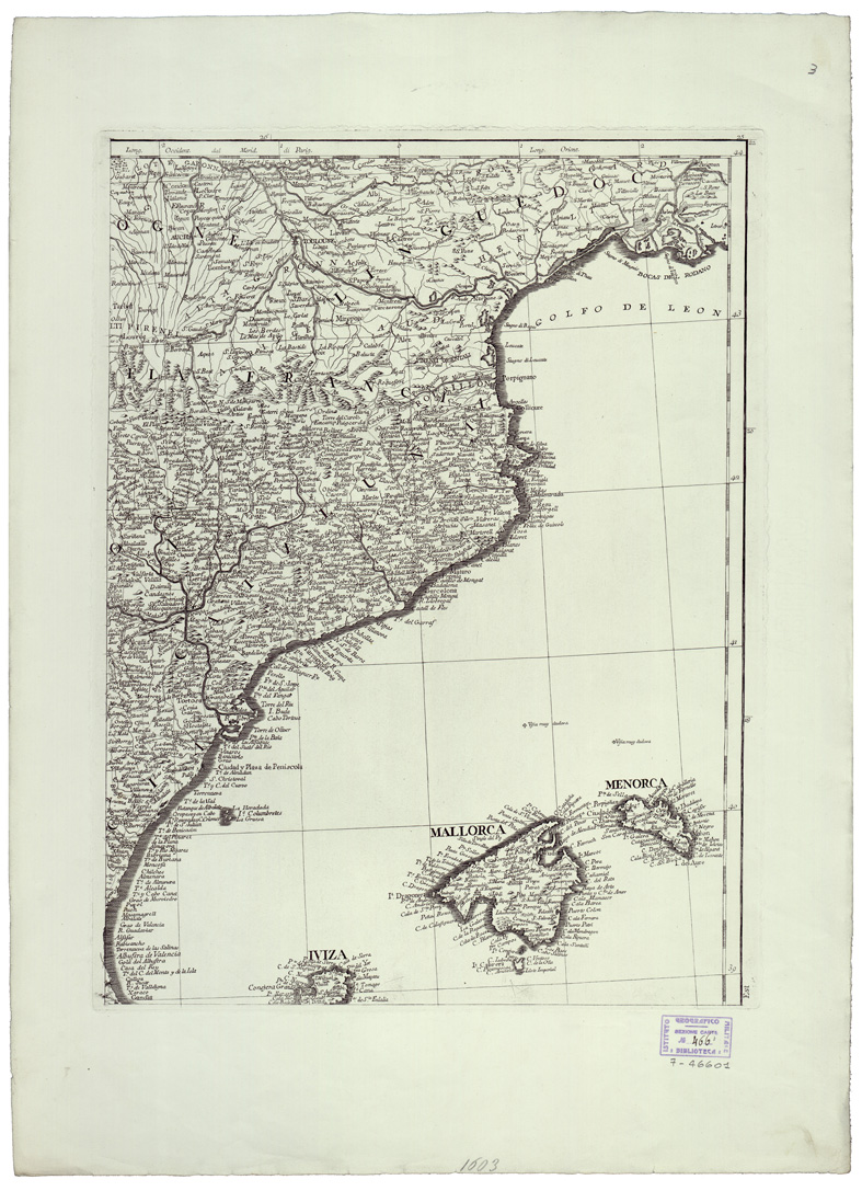 (N:34780) LI REGNI DI SPAGNA E PORTOGALLO - FOGLIO 3 (B0020613) Carte e stampe antiche: riproduzione a colori su carta (formato A1)