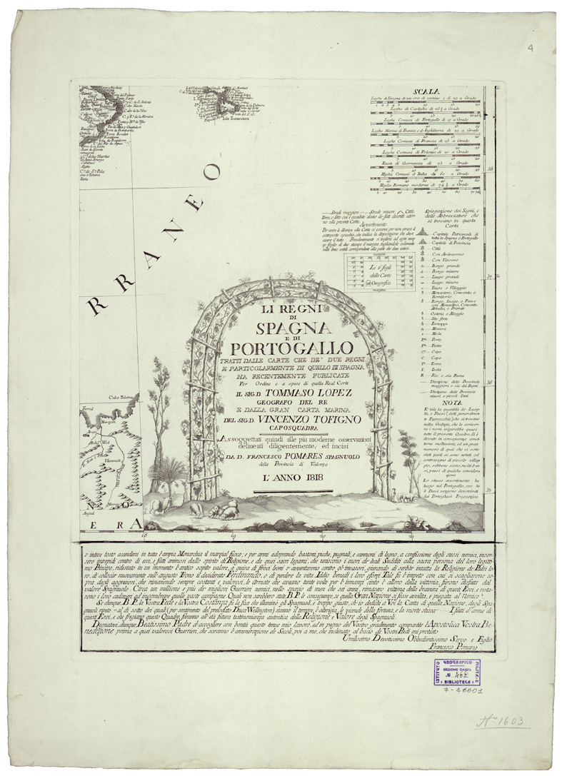 (N:34781) LI REGNI DI SPAGNA E PORTOGALLO - FOGLIO 4 TITOLO (B0020614) Carte e stampe antiche: riproduzione a colori su carta (formato A1)