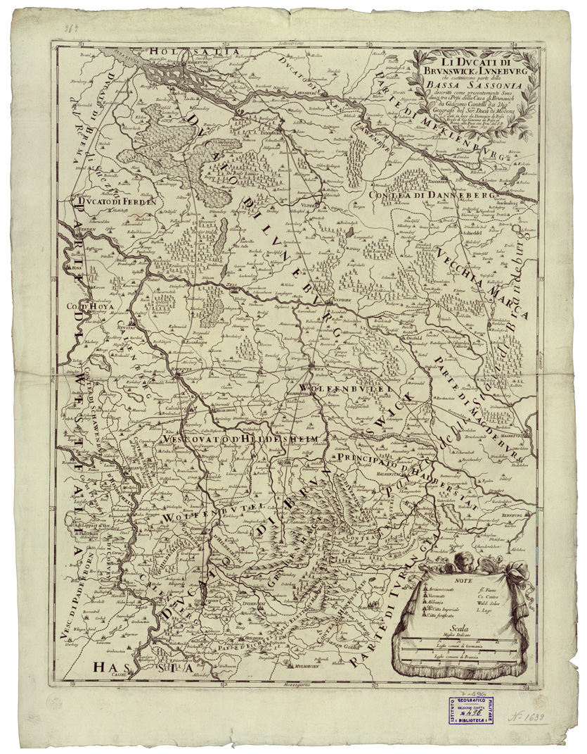 (N:34819) LI DUCATI DI  BRUNSWICK E LUNEBURG CHE COSTITUISCONO PARTE DELLA BASSA SASSONIA ETC... (B0020652) Carte e stampe antiche: riproduzione a colori su carta (formato A1)