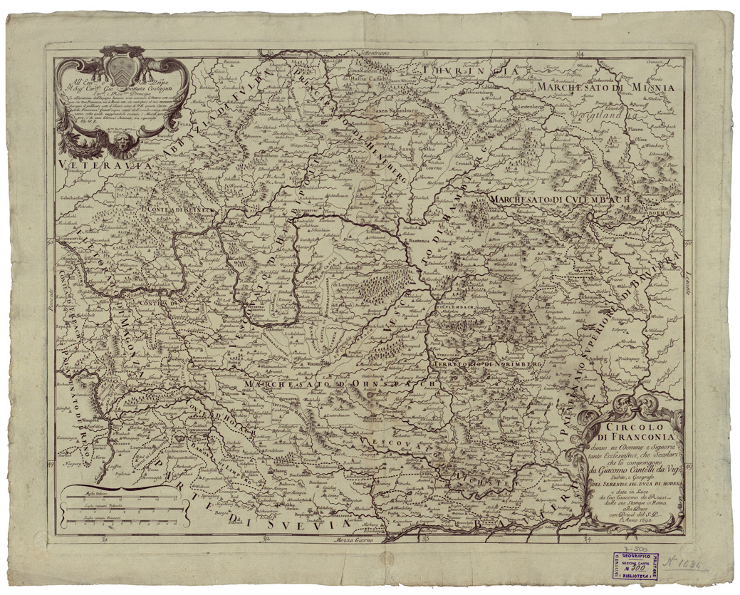 (N:34824) CIRCOLO DI FRANCONIA DIVISO NEI SUOI DOMINI ETC... (B0020657) Carte e stampe antiche: riproduzione a colori su carta (formato A1)