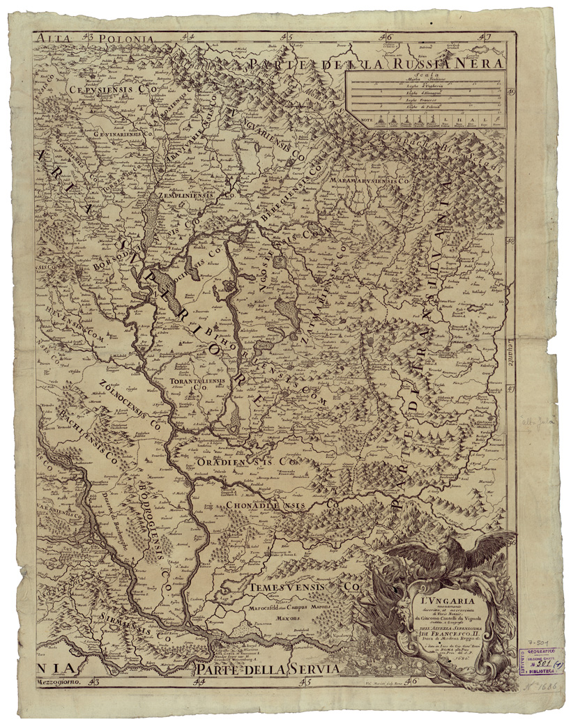 (N:34826) L'UNGARIA NUOVAMENTE DESCRITTA ET ACCRESCIUTA DI VARIE NOTIZIE - FOGLIO 2 (B0020659) Carte e stampe antiche: riproduzione a colori su carta (formato A1)