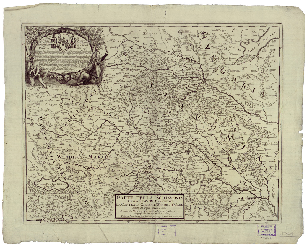 (N:34829) PARTE DELLA SCHIAVONIA, OVERO SLAVONIA AGGIUNTAVI LA CONTEA DI CILLEA E WINDISCH MARK ETC... (B0020662) Carte e stampe antiche: riproduzione a colori su carta (formato A1)