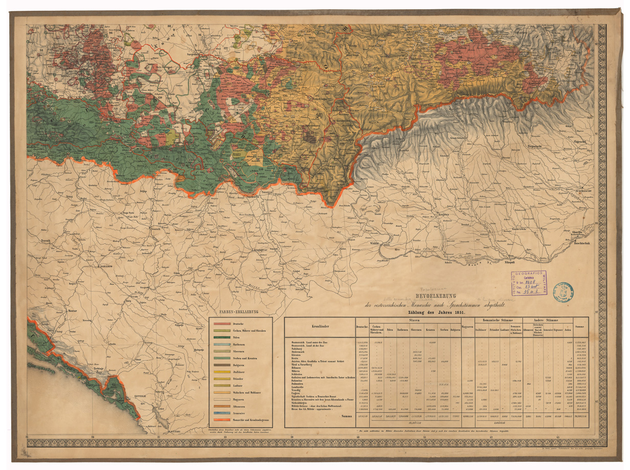 (N:35013) ETHNOGRAPHISCHE KARTE DER OESTERREICHISCEN MONARCHIE - FOGLIO 2 (B0020706) Carte e stampe antiche: riproduzione a colori su carta (formato A1)