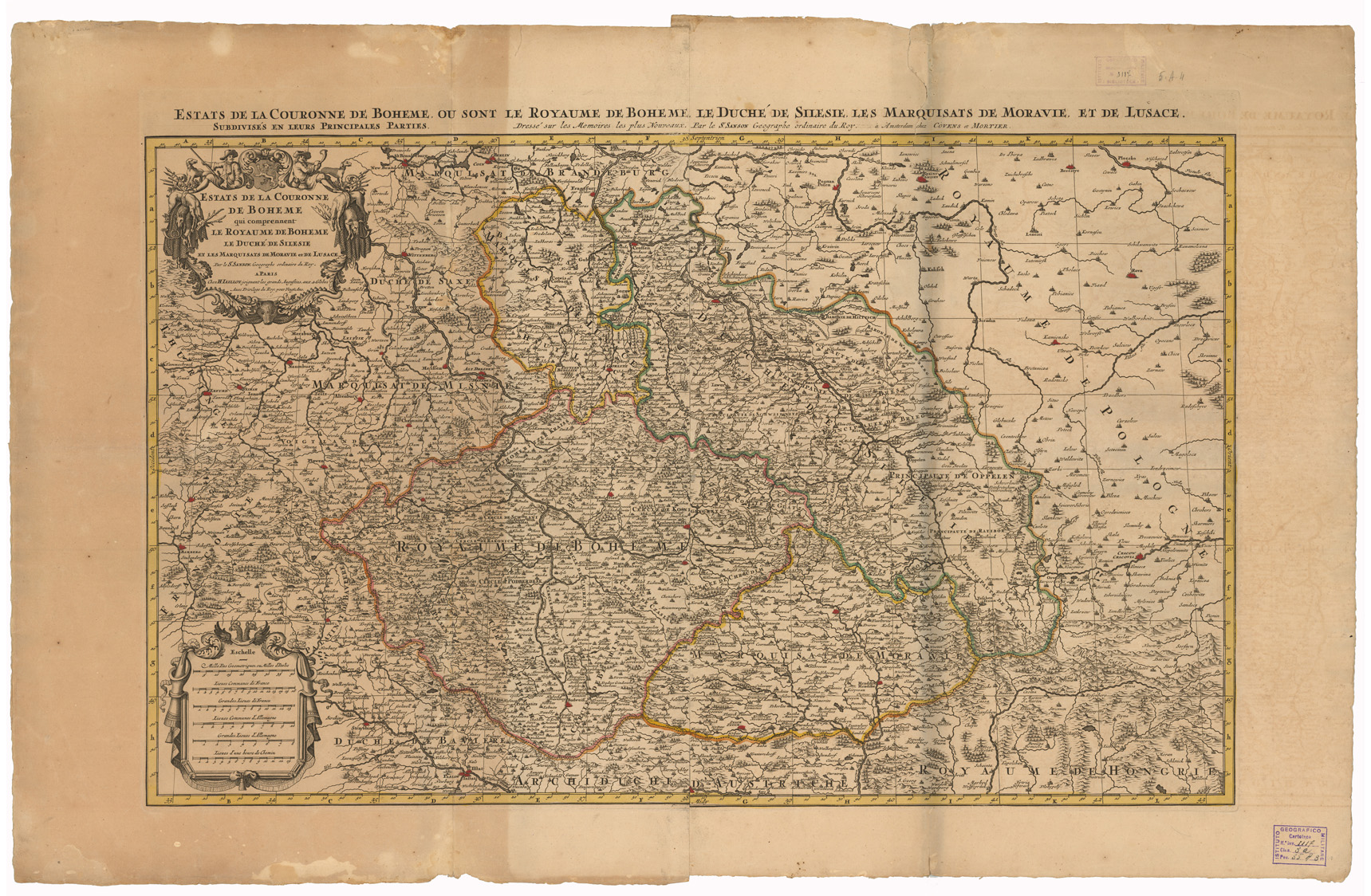 (N:35027) ESTATS DE LA COURONNE DE BOHEME OU SONT LE ROYAUME DE BOHEME LE DUCHE DE SILESIE LES MARQUISAT DE MORAVIE ET DE LUSACE (B0020723) Carte e stampe antiche: riproduzione a colori su carta (formato A1)