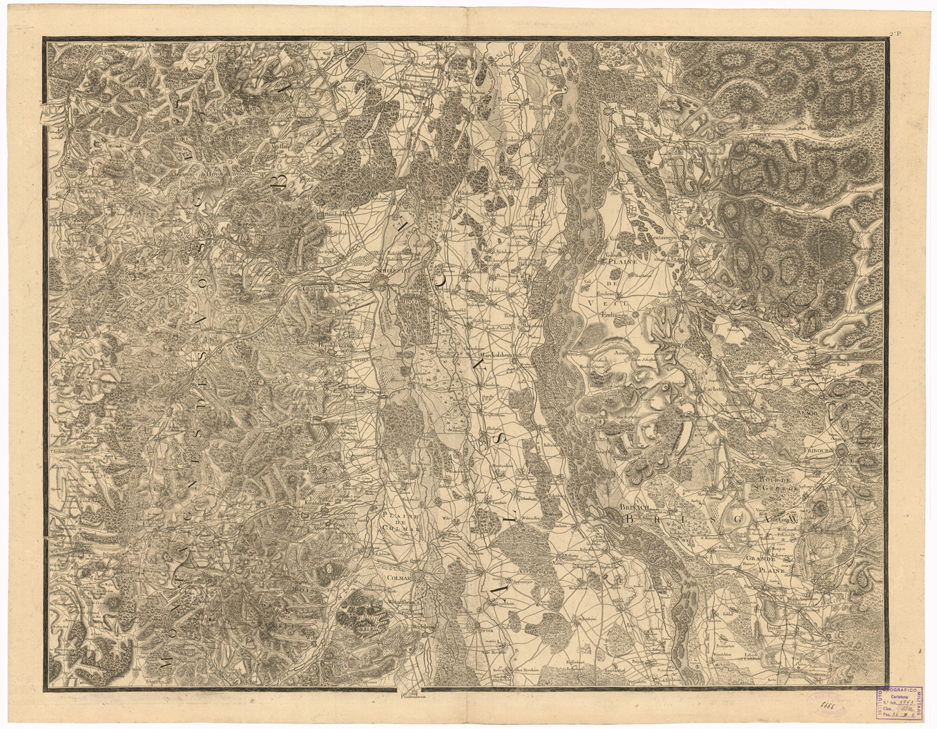 (N:35030) CARTE TOPOGRAPHIQUE DU COURS DU RHIN DEPUIS BASLE JUSQUA MAYENCE (CON LE POSIZIONI DELLE ARMATE FRANCESI E TEDESCHE NELLA CAMPAGNA 1674-1675) - FOGLIO 2 (B0020726) Carte e stampe antiche: riproduzione a colori su carta (formato A1)