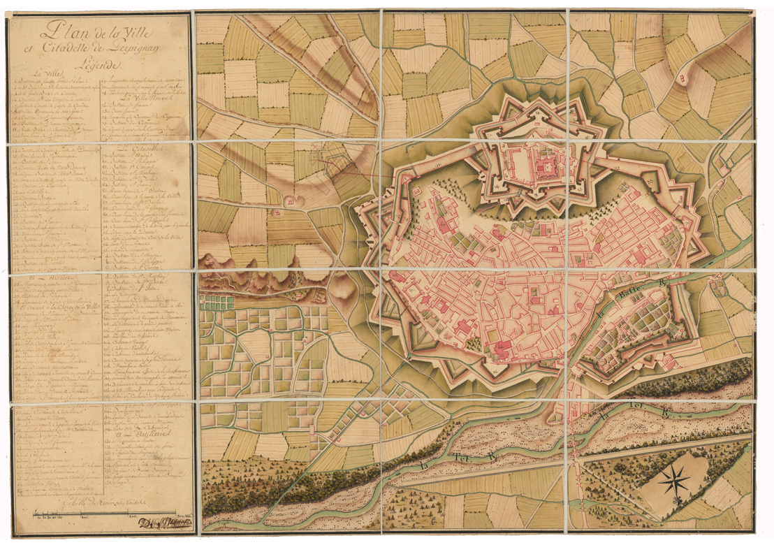(N:35035) PLAN DE LA VILLE ET CITTADELLE DE PERPIGNAN (B0020731) Carte e stampe antiche: riproduzione a colori su carta (formato A1)