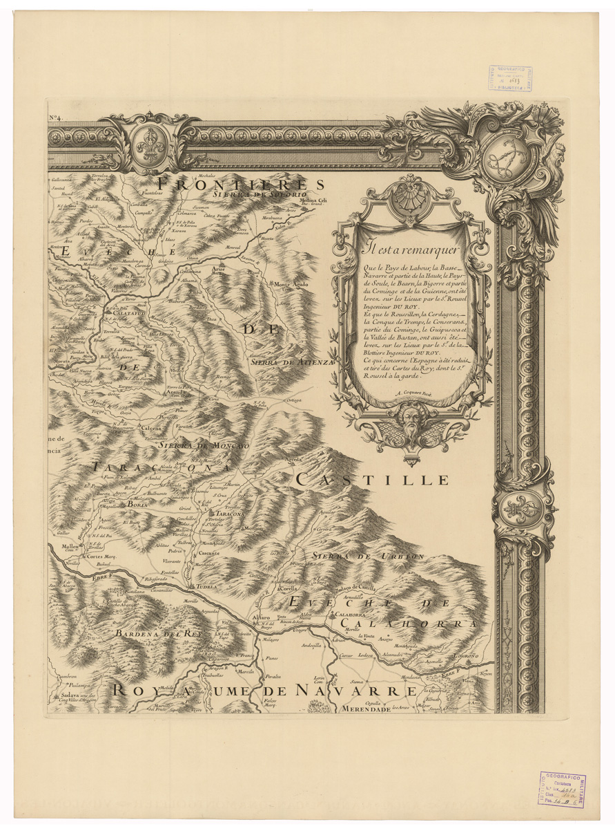(N:35061) CARTE  GENERALE DES MONTS PYRINEES ET PARTIE DES ROYAUMES DE FRANCE ET D'ESPAGNE - FOGLIO 4 (B0020764) Carte e stampe antiche: riproduzione a colori su carta (formato A1)