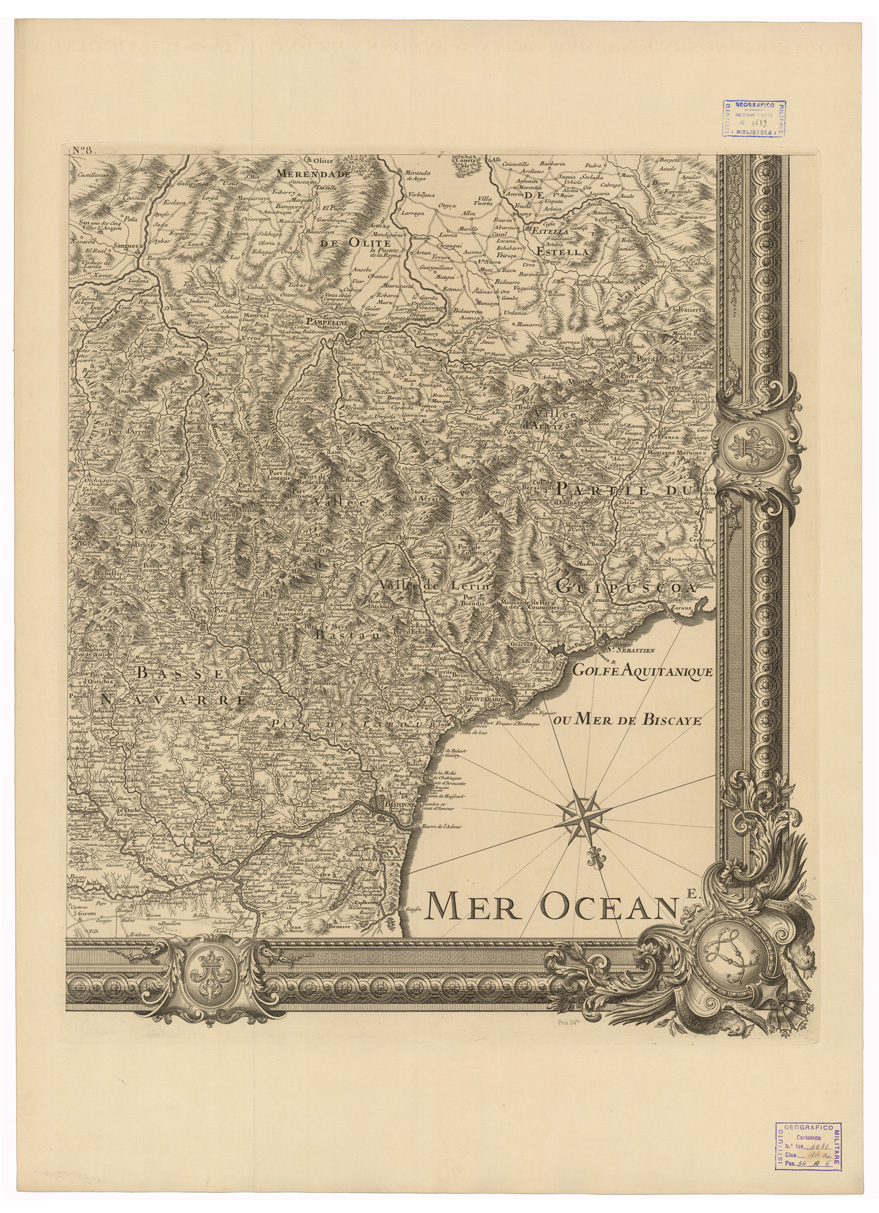 (N:35065) CARTE  GENERALE DES MONTS PYRINEES ET PARTIE DES ROYAUMES DE FRANCE ET D'ESPAGNE - FOGLIO 8 (B0020768) Carte e stampe antiche: riproduzione a colori su carta (formato A1)