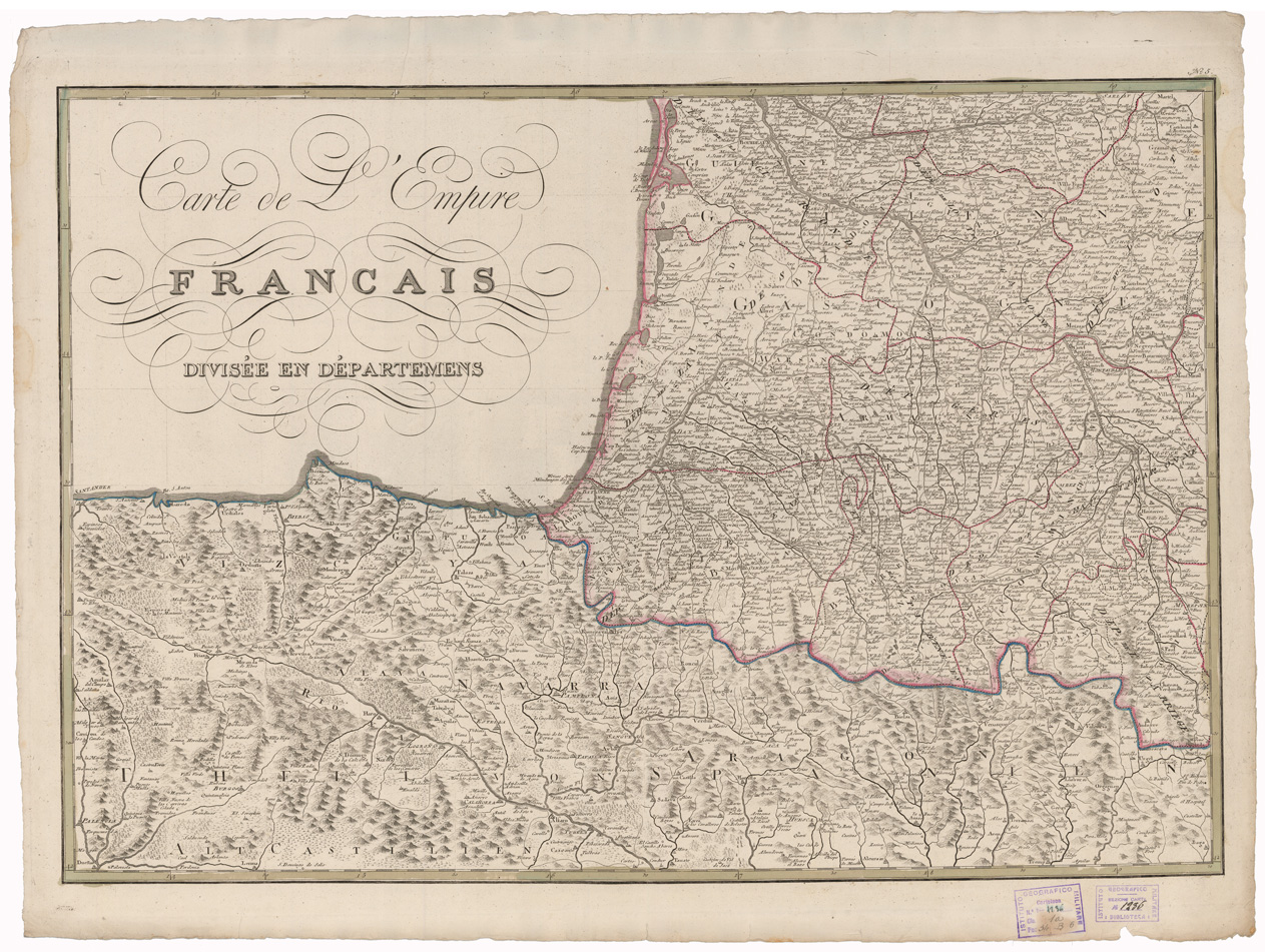 (N:35099) NEUESTE GENERALKARTE VON FRANKREICH - CARTE DE L'EMPIRE FRANCAIS DIVISEE EN DEPARTEMENS - FOGLIO 5 (B0020803) Carte e stampe antiche: riproduzione a colori su carta (formato A1)