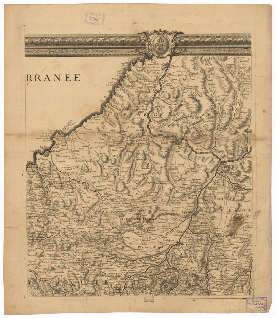 (N:35108) CARTE GENERALE DES MONTS PYRENEES ET PARTIE DES ROYAUMES DE FRANCE ET D'ESPAGNE - FOGLIO 2 (B0020812) Carte e stampe antiche: riproduzione a colori su carta (formato A1)