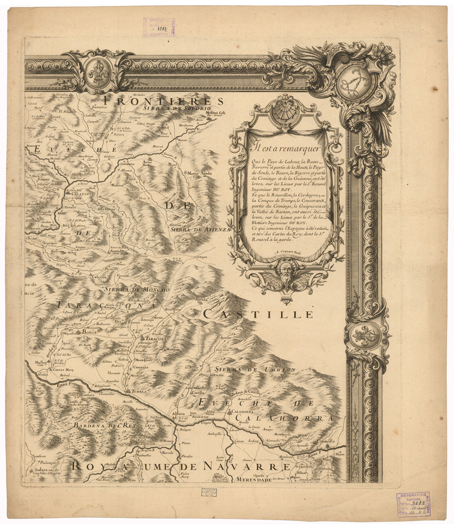 (N:35110) CARTE GENERALE DES MONTS PYRENEES ET PARTIE DES ROYAUMES DE FRANCE ET D'ESPAGNE - FOGLIO 4 (B0020814) Carte e stampe antiche: riproduzione a colori su carta (formato A1)