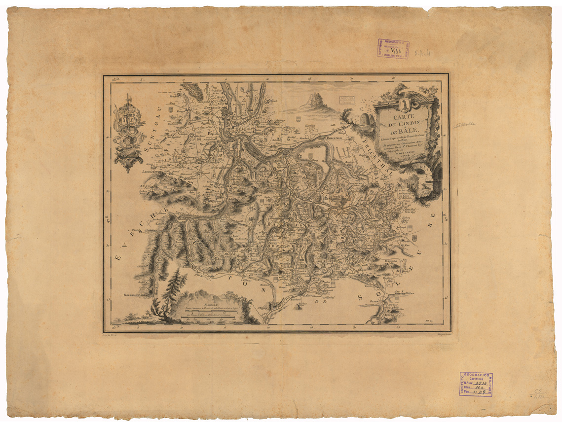 (N:35127) CARTE DU CANTON DE BALE (B0020859) Carte e stampe antiche: riproduzione a colori su carta (formato A1)