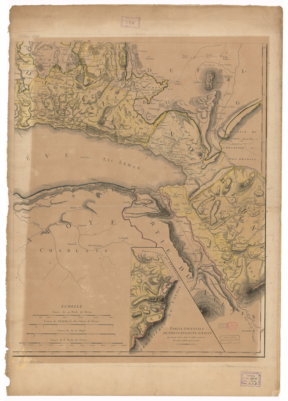 (N:35131) CARTE DE LA SUISSE ROMANDE QUI COMPREND LE PAYS DE VAUD ECC... - FOGLIO 2 (B0020863) Carte e stampe antiche: riproduzione a colori su carta (formato A1)