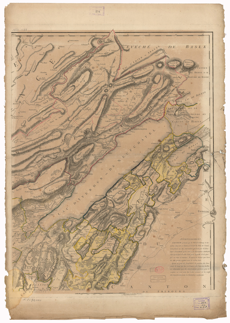 (N:35132) CARTE DE LA SUISSE ROMANDE QUI COMPREND LE PAYS DE VAUD ECC... - FOGLIO 3 (B0020864) Carte e stampe antiche: riproduzione a colori su carta (formato A1)