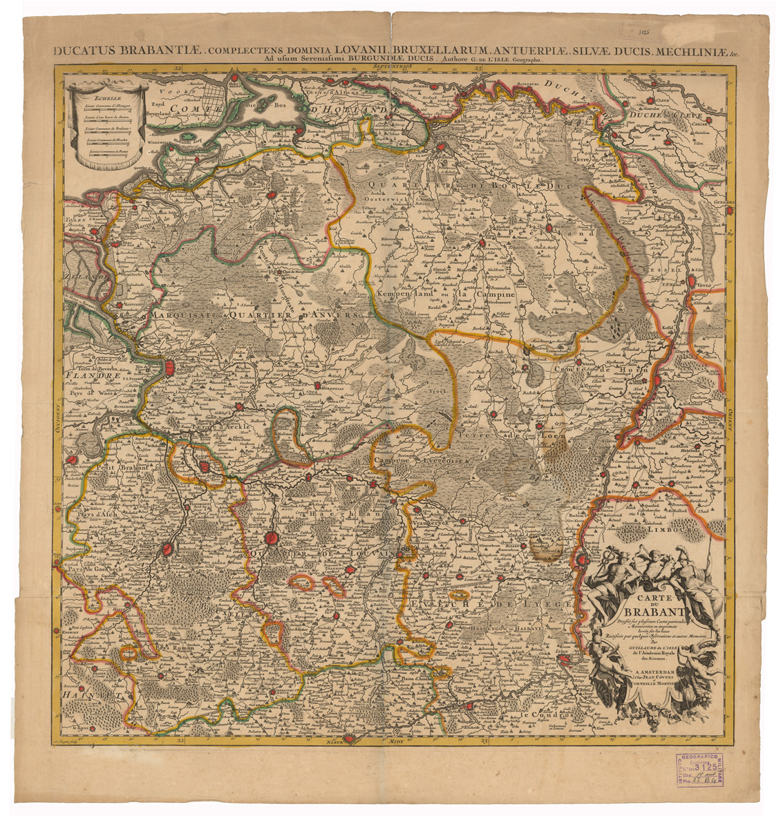 (N:35143) CARTE DU BRABANT ETC... (B0020875) Carte e stampe antiche: riproduzione a colori su carta (formato A1)