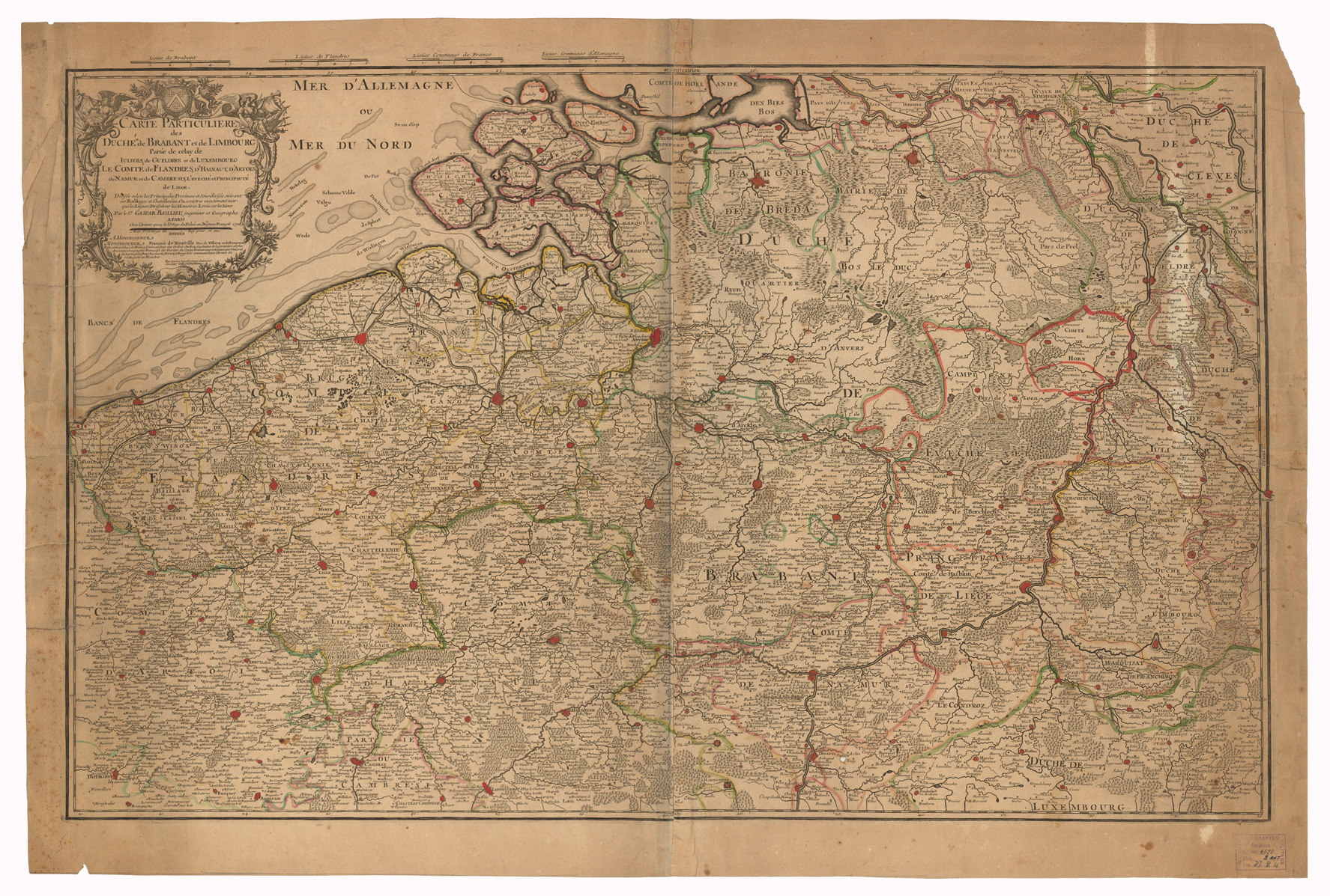 (N:35145) CARTE PARTICULIERE DES DUCHE DE BRABANT ET DE LIMBOURG ETC... (B0020878) Carte e stampe antiche: riproduzione a colori su carta (formato A1)