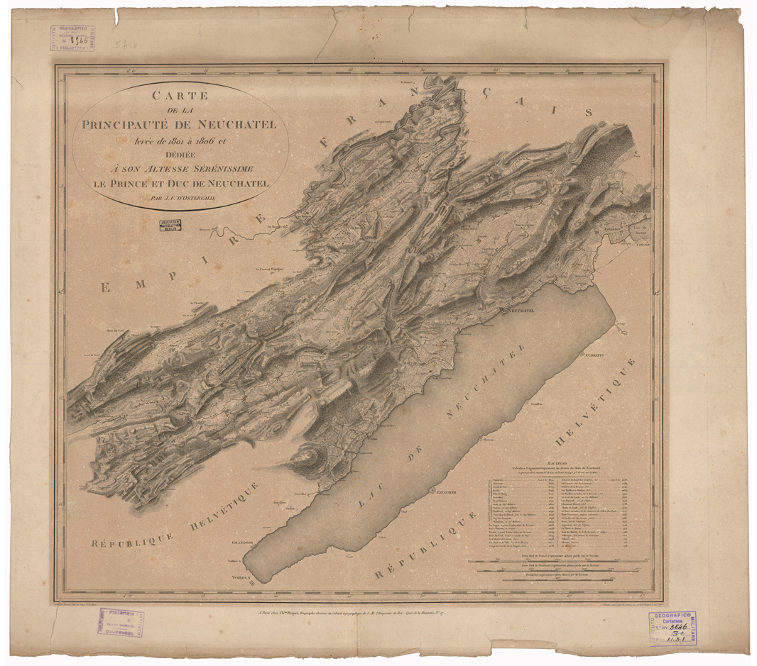 (N:35152) CARTE DE LA PRINCIPAUTE' DE NEUCHATEL DEDIEE A SON ALTESSE SERENISSIME LE PRINCE ET DUC DE NEUCHATEL (B0020885) Carte e stampe antiche: riproduzione a colori su carta (formato A1)