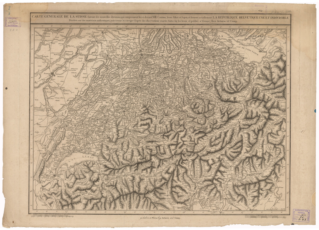 (N:35153) CARTE GENERALE DE LA SUISSE (B0020886) Carte e stampe antiche: riproduzione a colori su carta (formato A1)