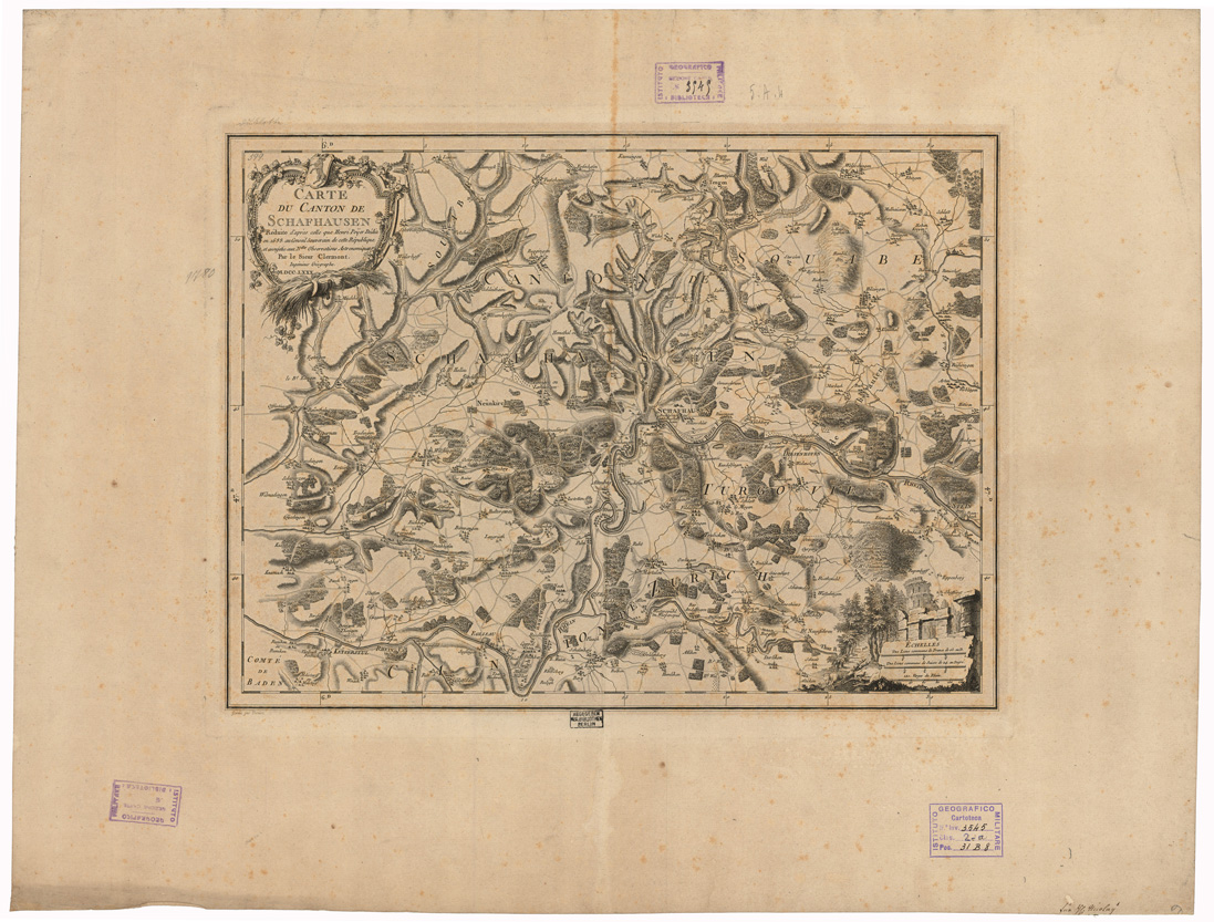 (N:35154)  CARTE DU CANTON DE SCHAFHAUSEN (B0020887) Carte e stampe antiche: riproduzione a colori su carta (formato A1)
