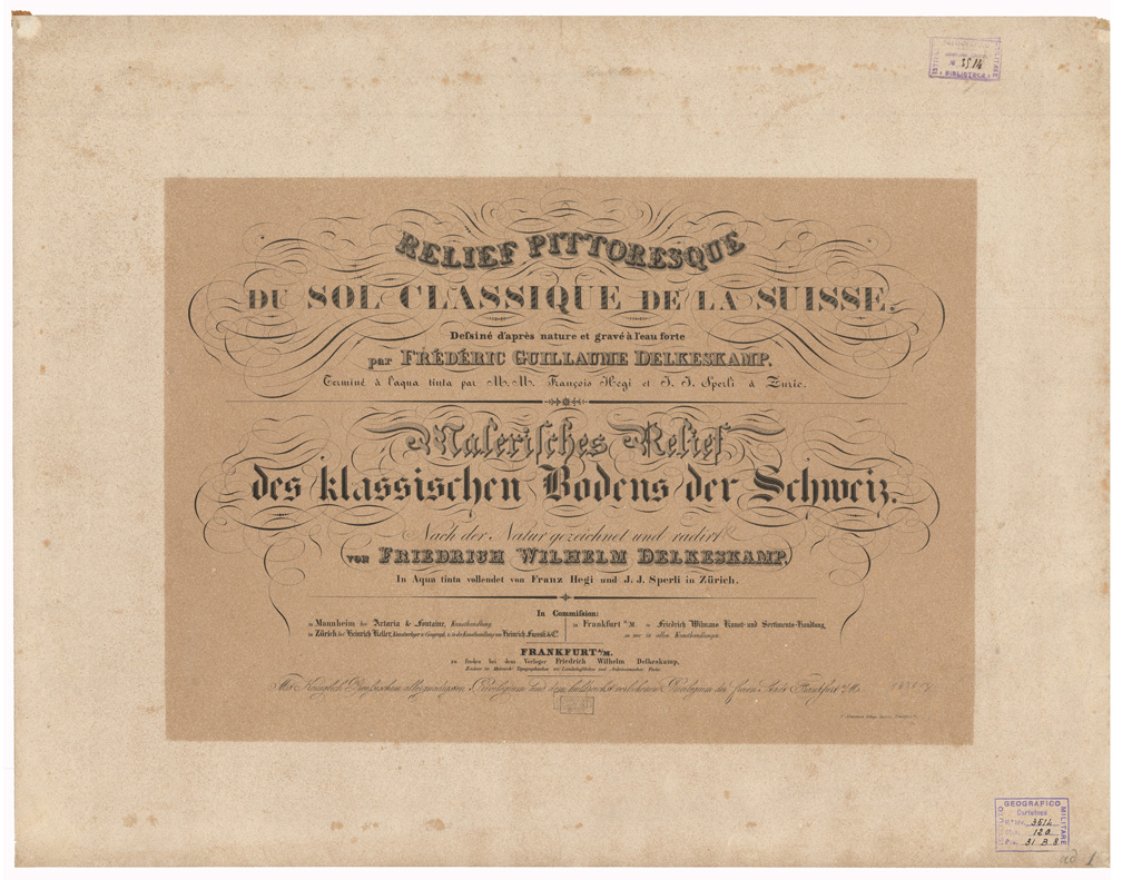 (N:35156) RELIEF PITTORESQUE DU SOL CLASSIQUE DE LA SUISSE ETC... - TITOLO (B0020889) Carte e stampe antiche: riproduzione a colori su carta (formato A1)