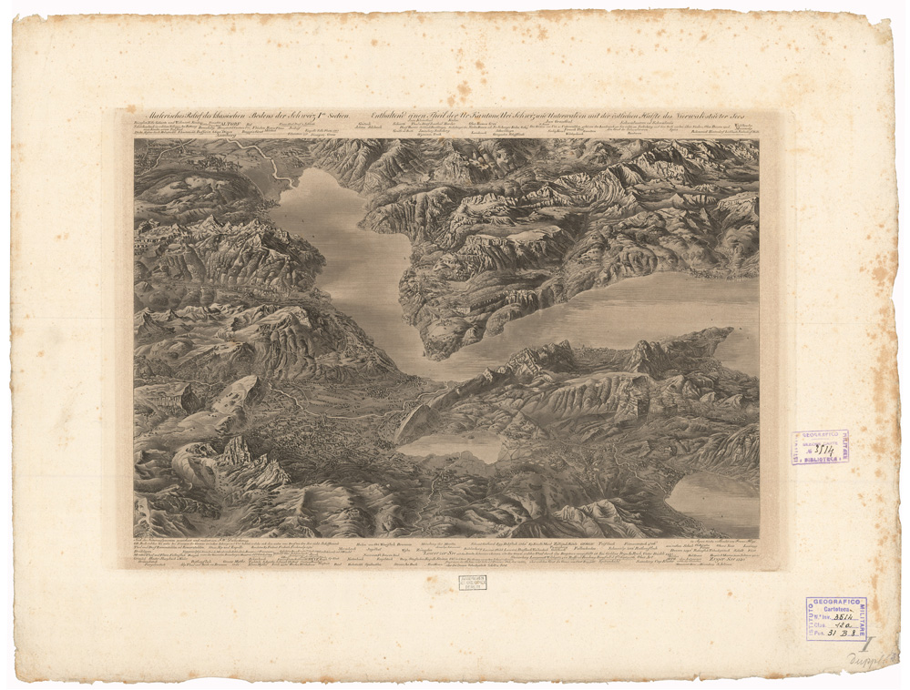 (N:35159) RELIEF PITTORESQUE DU SOL CLASSIQUE DE LA SUISSE ETC... - FOGLIO 1 (B0020892) Carte e stampe antiche: riproduzione a colori su carta (formato A1)