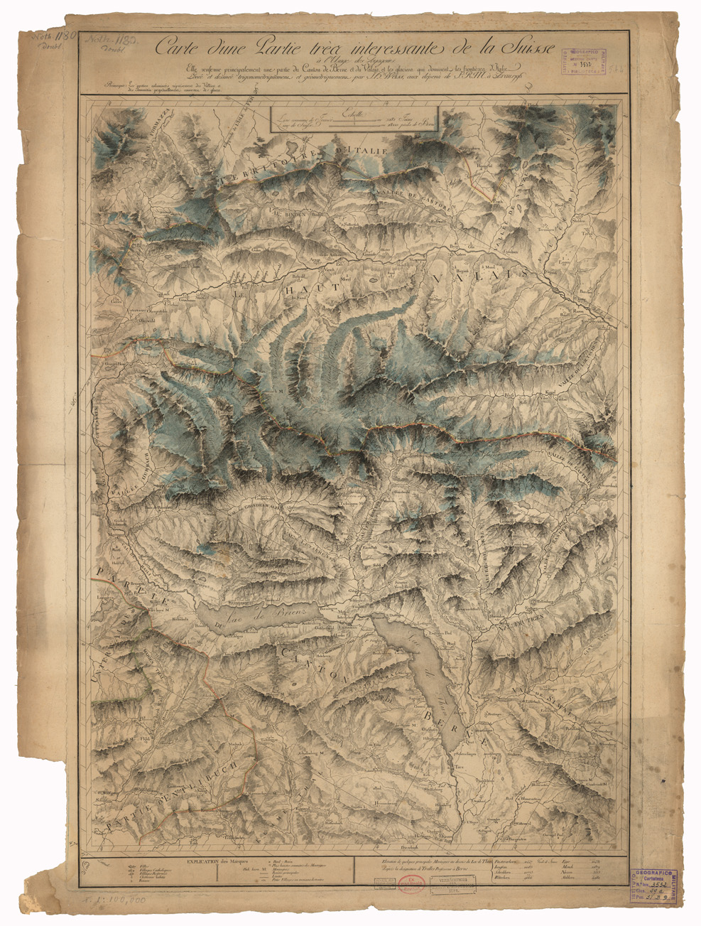 (N:35168) CARTE D'UNE PARTIE TRES INTERESSANTE DE LA SUISSE (B0020901) Carte e stampe antiche: riproduzione a colori su carta (formato A1)