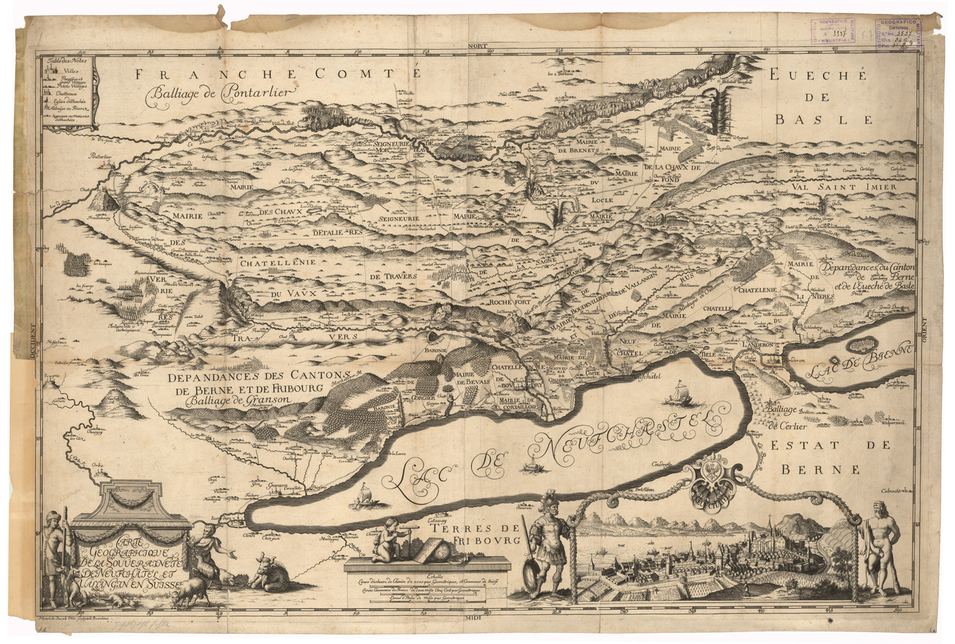 (N:35172) CARTE GEOGRAPHIQUE DE LA SOUVERAINETE' DE NEUCHATEL ET VALLANGIN EN SUISSE (B0020905) Carte e stampe antiche: riproduzione a colori su carta (formato A1)
