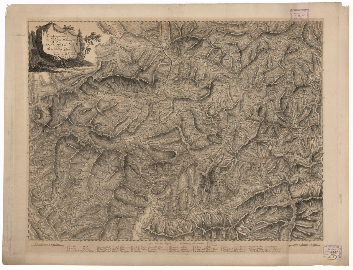 (N:35175) CARTE GENERALE DU CANTON HELVETIQUE DE LA RHETIE (B0020906) Carte e stampe antiche: riproduzione a colori su carta (formato A1)
