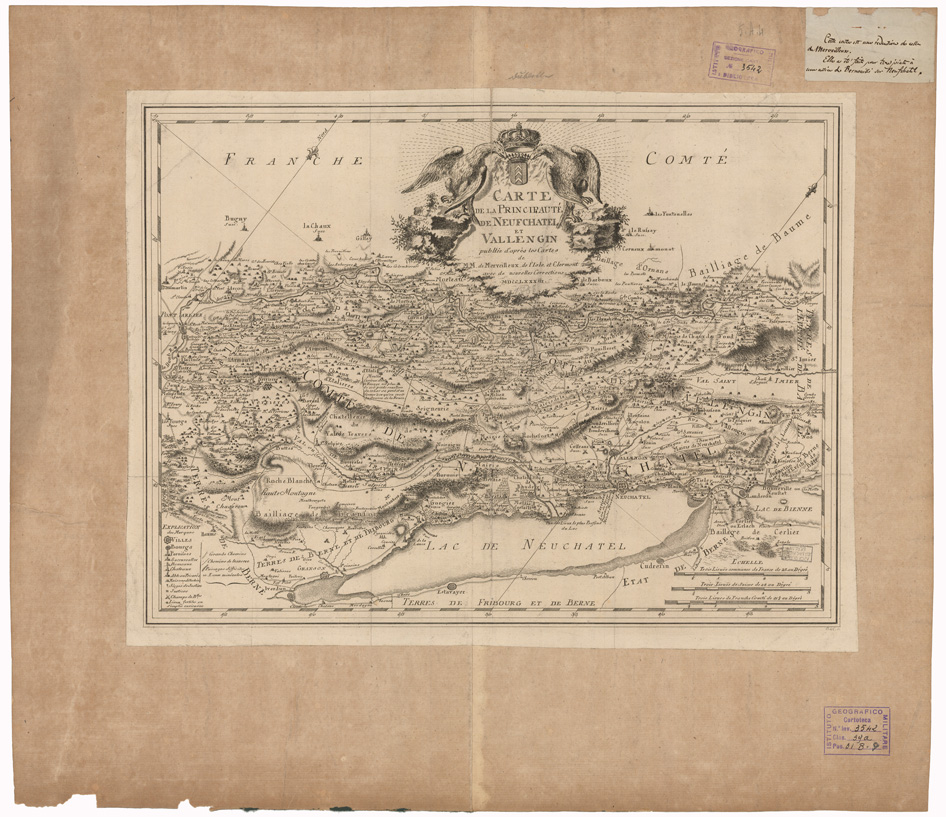 (N:35174) CARTE DE LA PRINCIPAUTE' DE NEUCHATEL ET VALLENGIN (B0020907) Carte e stampe antiche: riproduzione a colori su carta (formato A1)