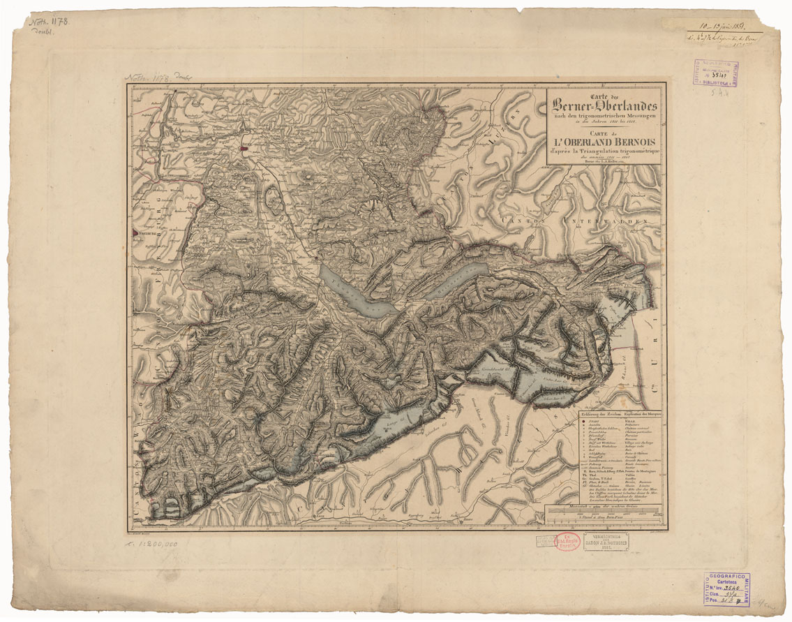 (N:35177) CARTE DES BERNER OBERLANDES (B0020909) Carte e stampe antiche: riproduzione a colori su carta (formato A1)