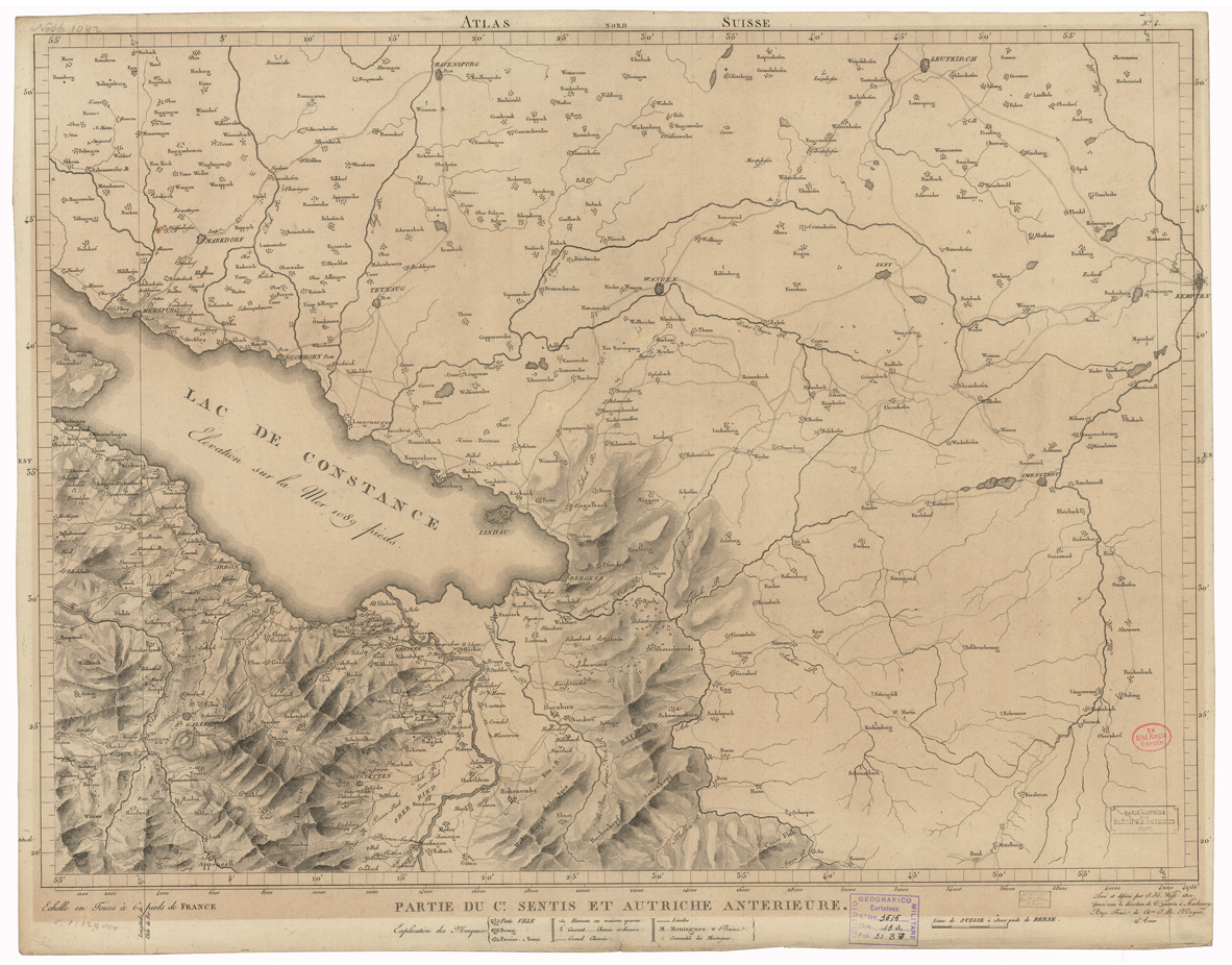 (N:35190) ASSEMBLAGE DE ATLAS SUISSE -  PARTIE DU CT SENTIS ET AUTRICHE ANTERIEURE - FOGLIO 4 (B0020922) Carte e stampe antiche: riproduzione a colori su carta (formato A1)