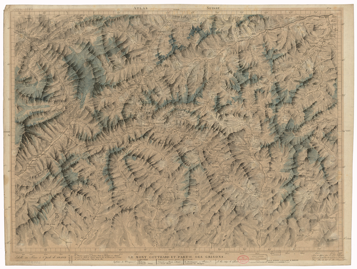 (N:35197) ASSEMBLAGE DE ATLAS SUISSE - LE MONT GOTTILARD ET PARTIE DES GRISONS - FOGLIO 11 (B0020929) Carte e stampe antiche: riproduzione a colori su carta (formato A1)