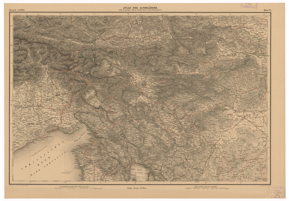 (N:35575) ATLAS DER ALPENLANDER - CARTE DES PAYS DES ALPES - FOGLIO 6 (B0020962) Carte e stampe antiche: riproduzione a colori su carta (formato A1)