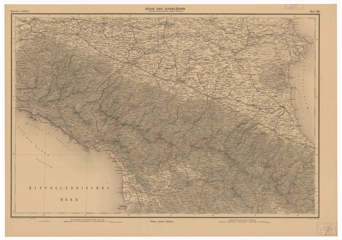 (N:35577) ATLAS DER ALPENLANDER - CARTE DES PAYS DES ALPES - FOGLIO 8 (B0020964) Carte e stampe antiche: riproduzione a colori su carta (formato A1)