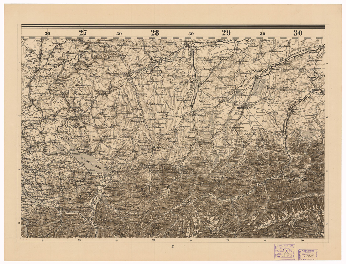 (N:35584) WANDKARTE DER ALPEN ENTWORFEN VON A. STEINHAUSER K.K. RATH - FOGLIO 2 (B0020969) Carte e stampe antiche: riproduzione a colori su carta (formato A1)
