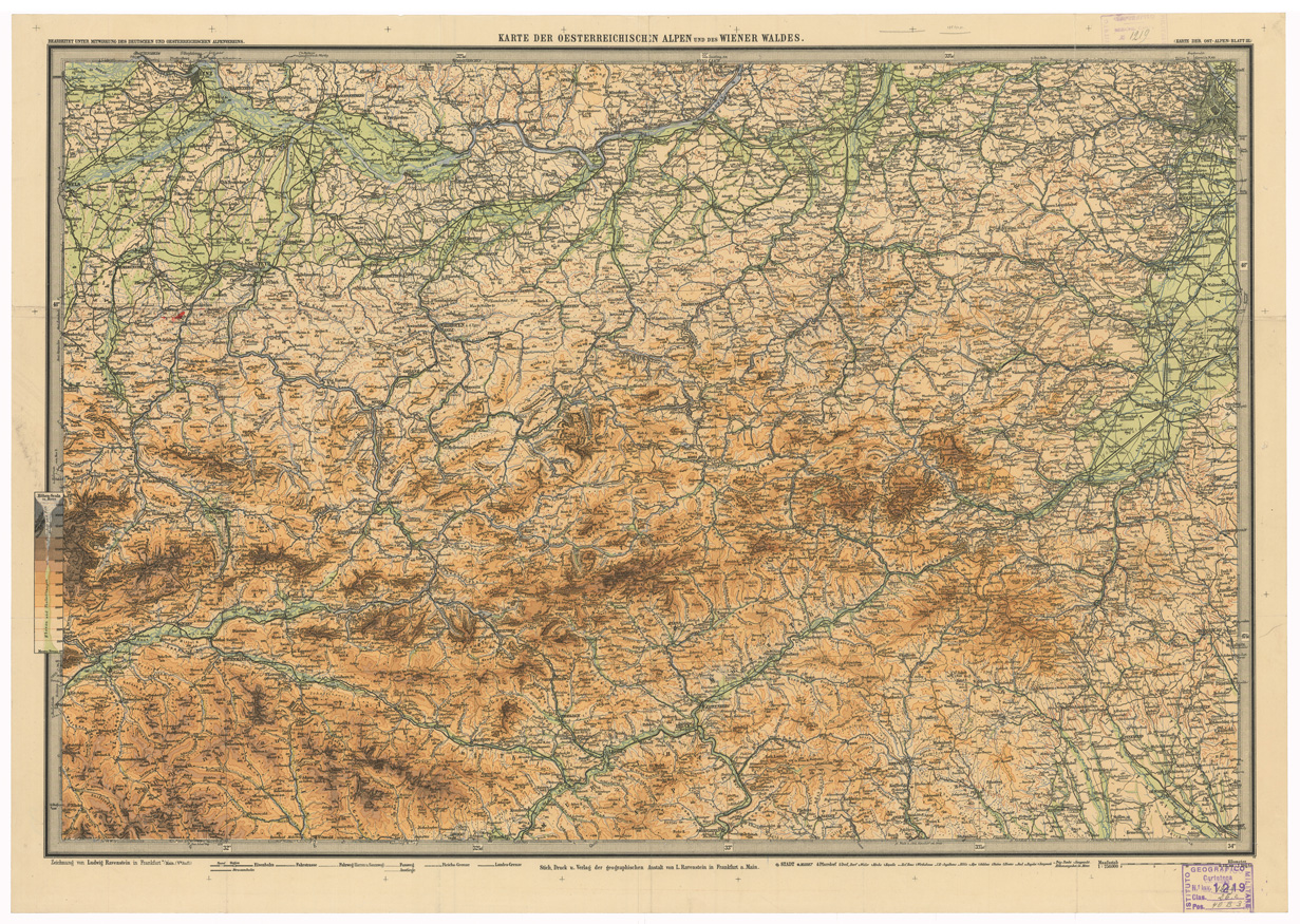 (N:35608) HYPSOMETRISCHE KARTE DER OST ALPEN (Carta ipsometrica delle Alpi Orientali) - FOGLIO 3 (B0020994) Carte e stampe antiche: riproduzione a colori su carta (formato A1)