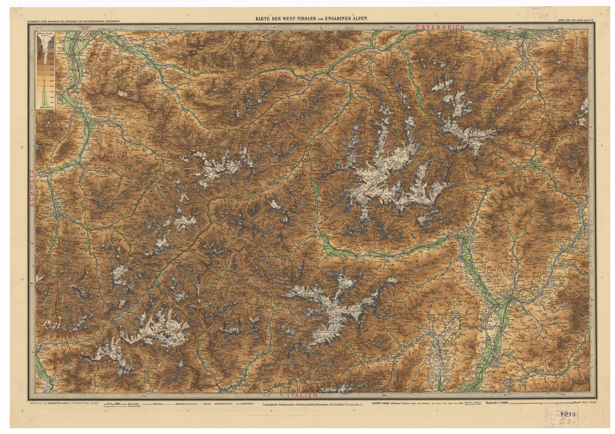 (N:35609) HYPSOMETRISCHE KARTE DER OST ALPEN (Carta ipsometrica delle Alpi Orientali) - FOGLIO 4 (B0020995) Carte e stampe antiche: riproduzione a colori su carta (formato A1)