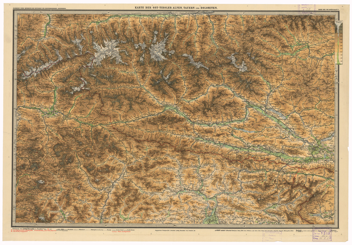 (N:35610) HYPSOMETRISCHE KARTE DER OST ALPEN (Carta ipsometrica delle Alpi Orientali) - FOGLIO 5 (B0020996) Carte e stampe antiche: riproduzione a colori su carta (formato A1)