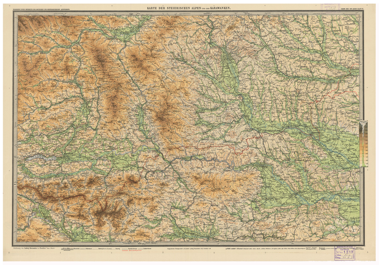 (N:35611) HYPSOMETRISCHE KARTE DER OST ALPEN (Carta ipsometrica delle Alpi Orientali) - FOGLIO 6 (B0020997) Carte e stampe antiche: riproduzione a colori su carta (formato A1)