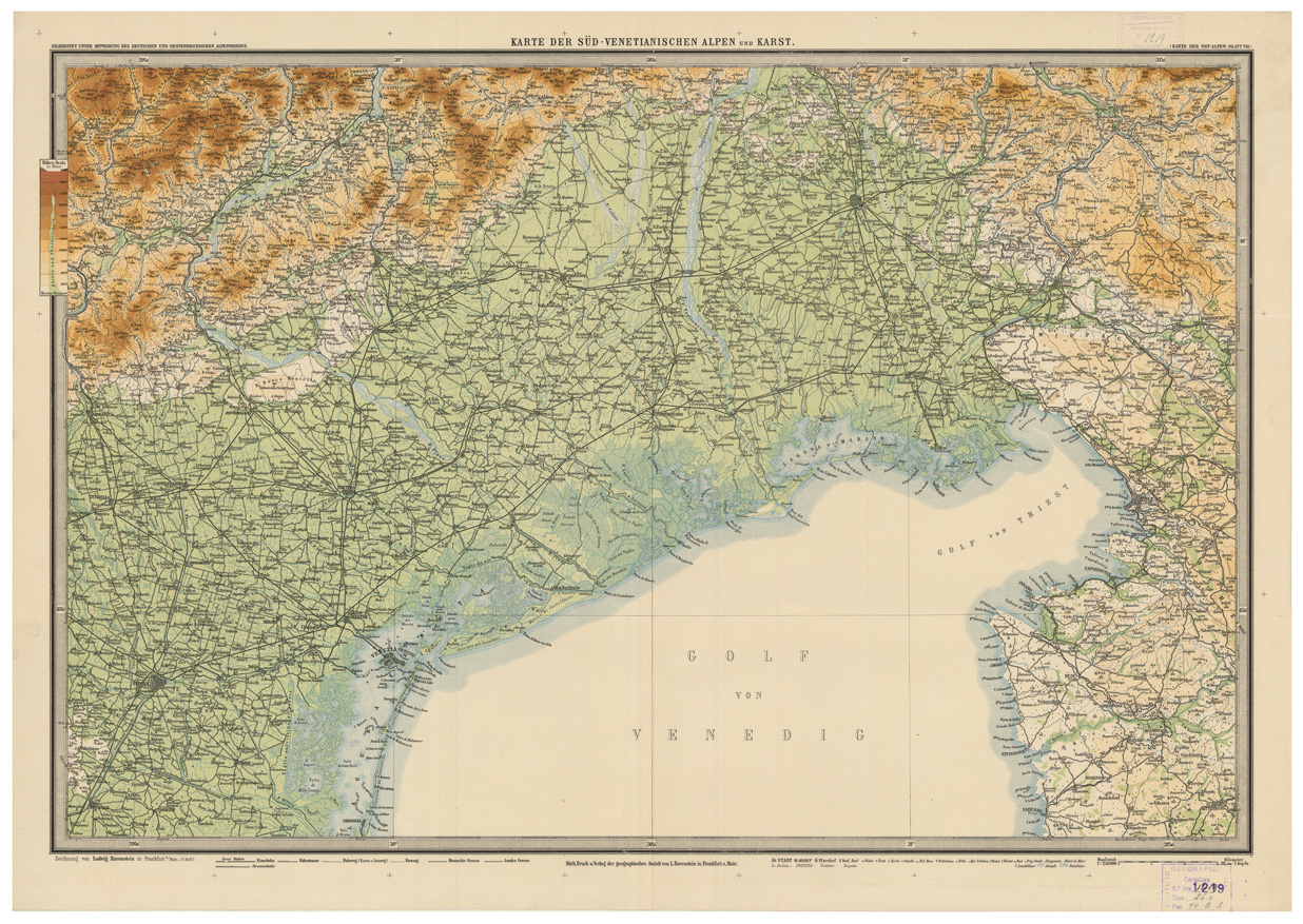 (N:35613) HYPSOMETRISCHE KARTE DER OST ALPEN (Carta ipsometrica delle Alpi Orientali) - FOGLIO 8 (B0020999) Carte e stampe antiche: riproduzione a colori su carta (formato A1)