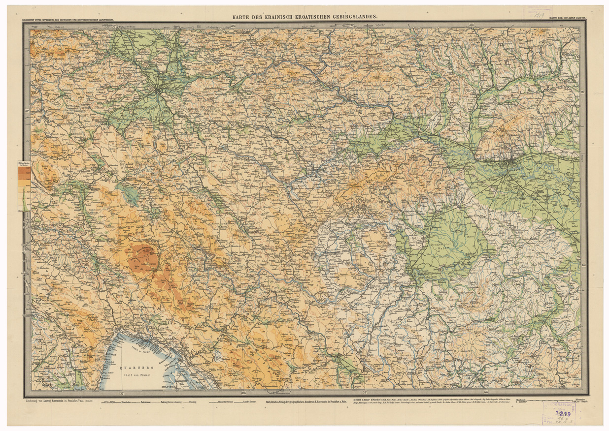 (N:35614) HYPSOMETRISCHE KARTE DER OST ALPEN (Carta ipsometrica delle Alpi Orientali) - FOGLIO 9 (B0021000) Carte e stampe antiche: riproduzione a colori su carta (formato A1)