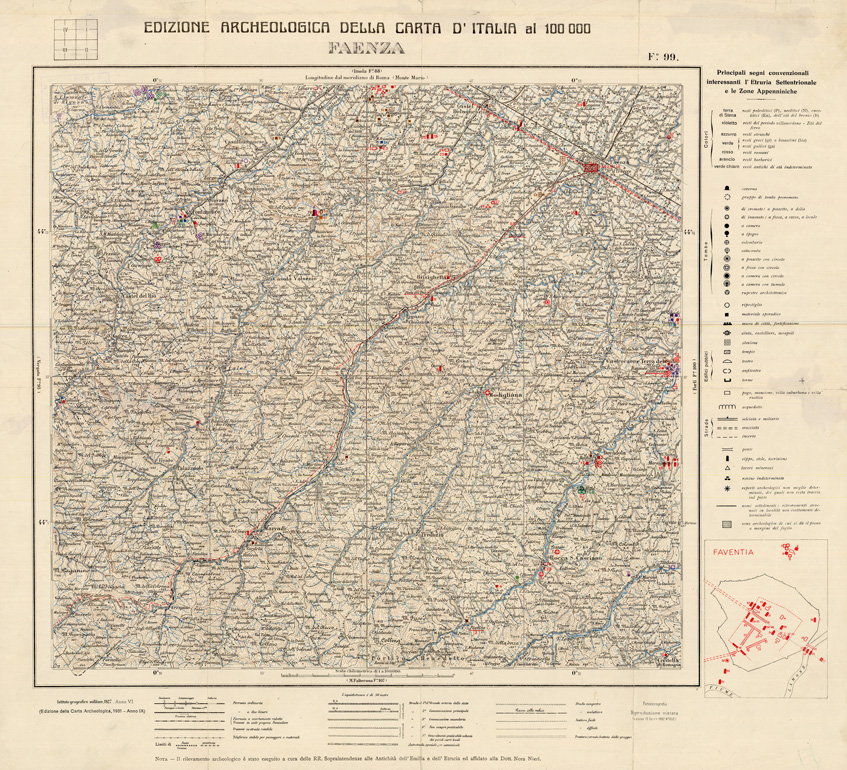 (N:35653) EDIZIONE ARCHEOLOGICA DELLA CARTA D'ITALIA FOGLIO 99 FAENZA (B0021031) Carte e stampe antiche: riproduzione a colori su carta (formato A1)