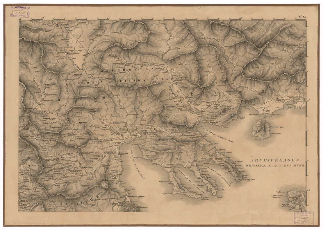 (N:35699) CARTE DER EUROPAEISCHEN TURKEY NEBST EINEM THEILE VON KLEINASIEN - FOGLIO N. 11 (B0021087) Carte e stampe antiche: riproduzione a colori su carta (formato A1)