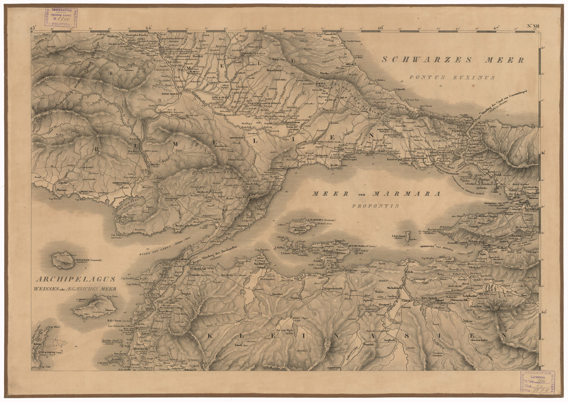 (N:35700) CARTE DER EUROPAEISCHEN TURKEY NEBST EINEM THEILE VON KLEINASIEN - FOGLIO N. 12 (B0021088) Carte e stampe antiche: riproduzione a colori su carta (formato A1)