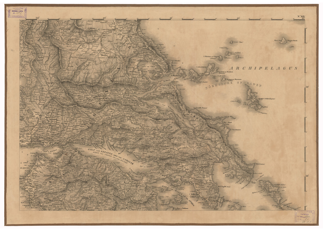 (N:35702) CARTE DER EUROPAEISCHEN TURKEY NEBST EINEM THEILE VON KLEINASIEN - FOGLIO N. 14 (B0021090) Carte e stampe antiche: riproduzione a colori su carta (formato A1)
