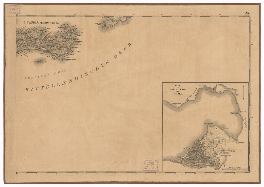 (N:35709) CARTE DER EUROPAEISCHEN TURKEY NEBST EINEM THEILE VON KLEINASIEN - FOGLIO N. 21 (B0021097) Carte e stampe antiche: riproduzione a colori su carta (formato A1)