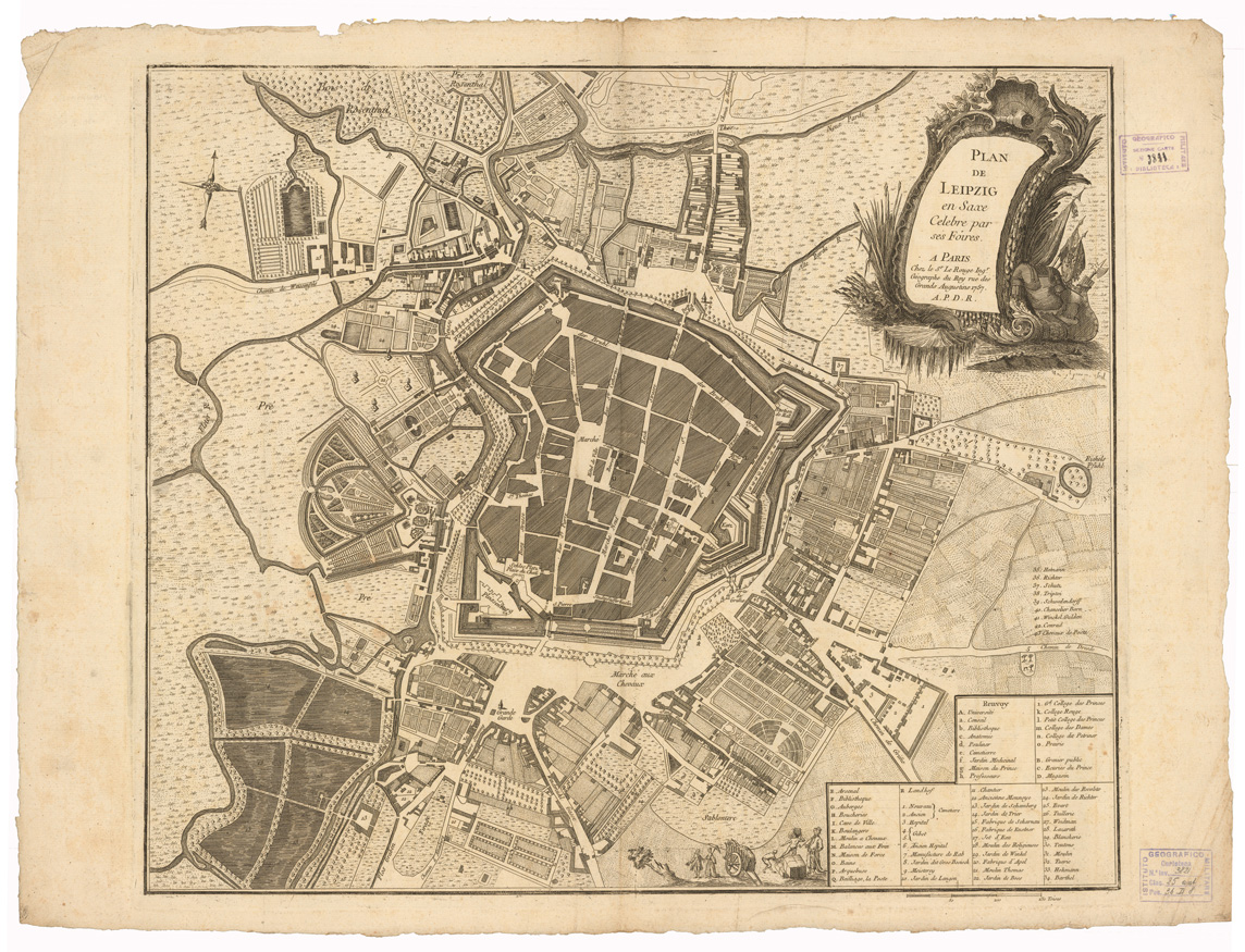 (N:35712) PLAN DE LEIPZIG (B0021100) Carte e stampe antiche: riproduzione a colori su carta (formato A1)